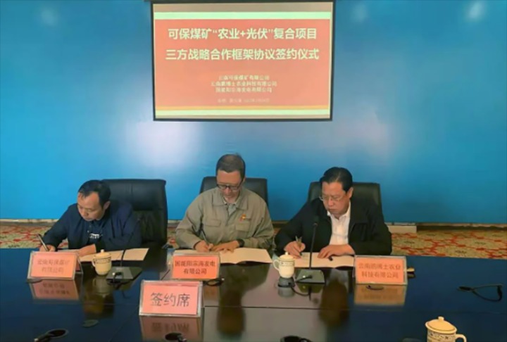 云南可保煤矿有限公司与国能阳宗海发电有限公司、、云南鹏博士农业科技有限公司签署三方战略相助框架协议